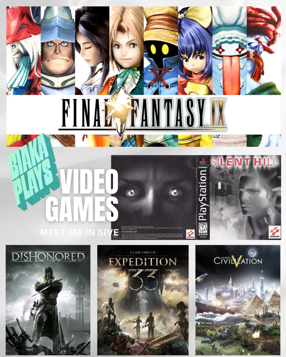 Five video game covers