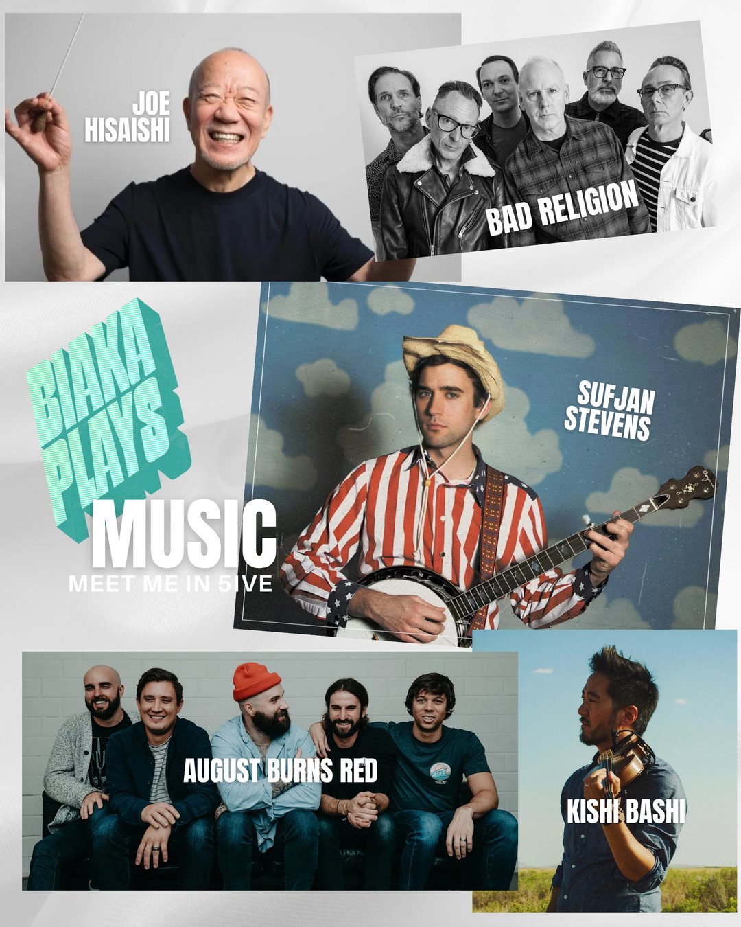Five musicians and bands